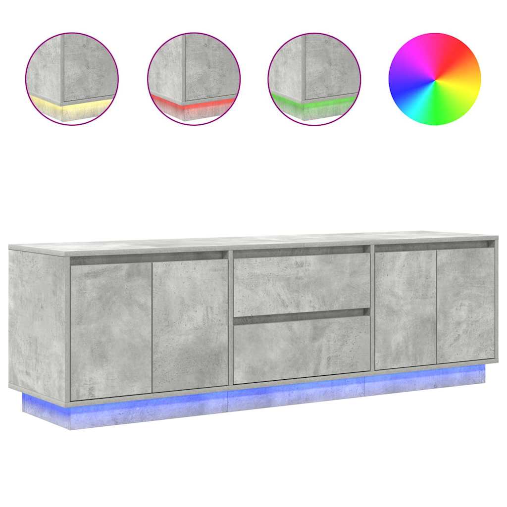 TV-Schrank mit LED-Leuchten Betongrau 160,5x41x50 cm