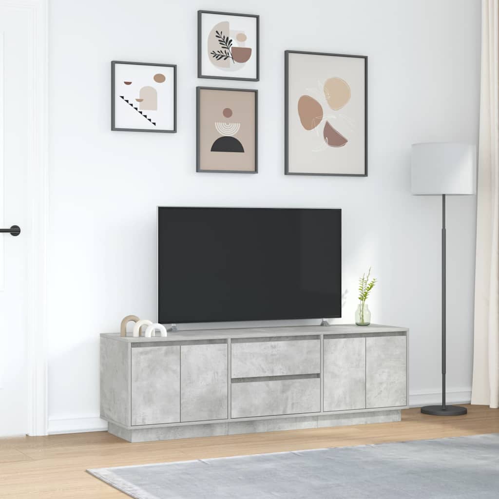 TV-Schrank mit LED-Leuchten Betongrau 160,5x41x50 cm