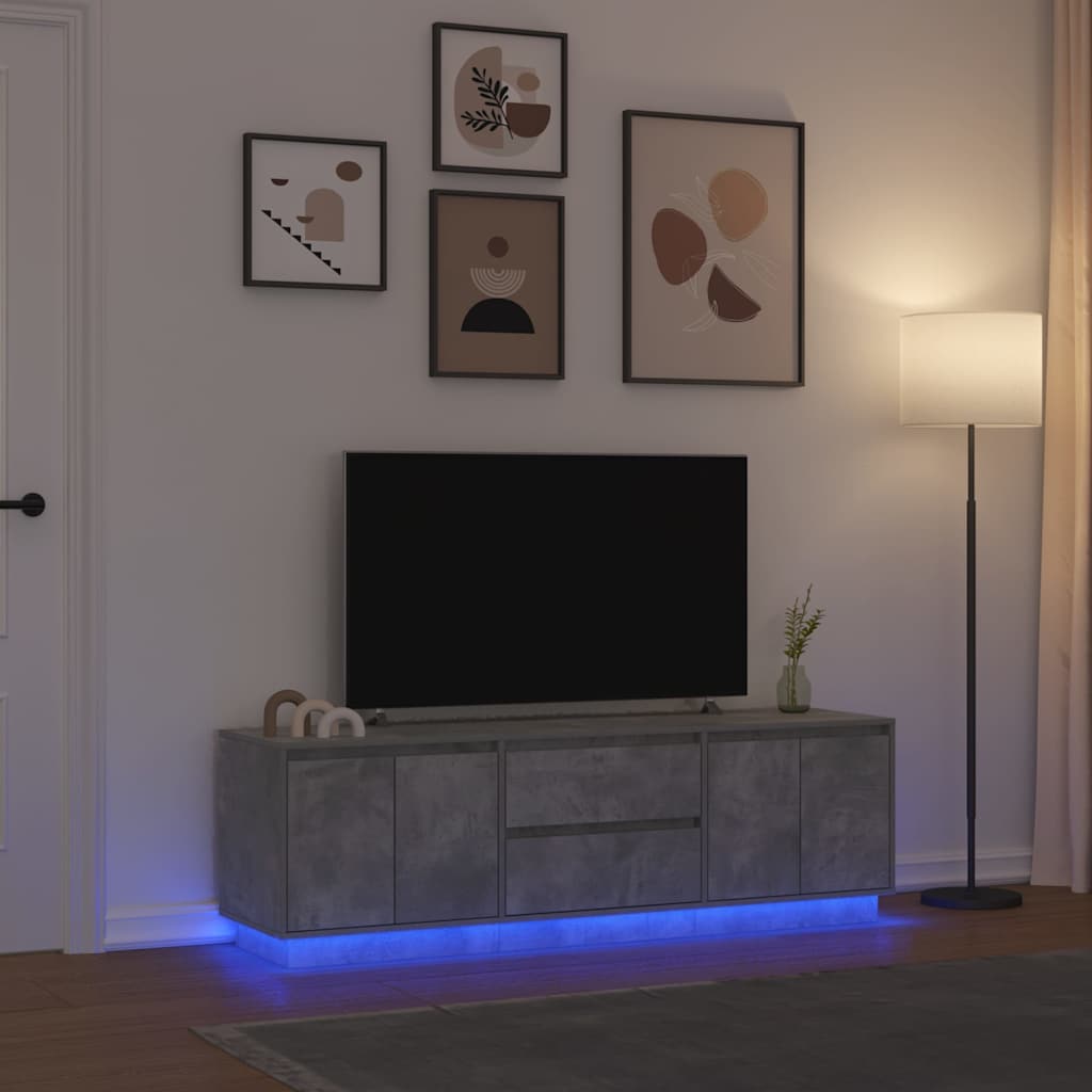TV-Schrank mit LED-Leuchten Betongrau 160,5x41x50 cm