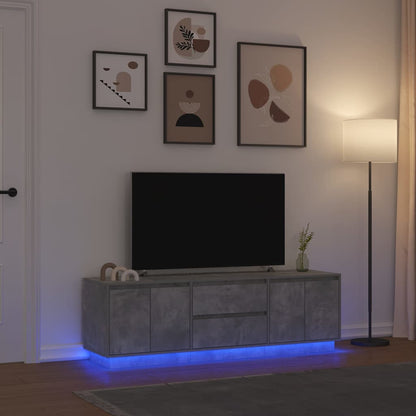 TV-Schrank mit LED-Leuchten Betongrau 160,5x41x50 cm