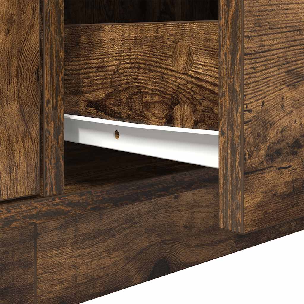 TV-Schrank mit LED-Leuchten Räuchereiche 160,5x41x50 cm