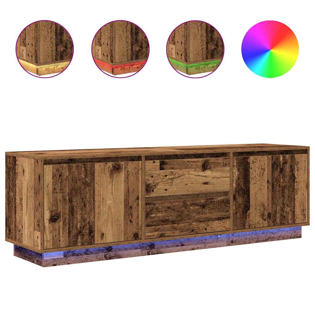 TV-Schrank mit LED-Leuchten Altholz-Optik 160,5x41x50 cm