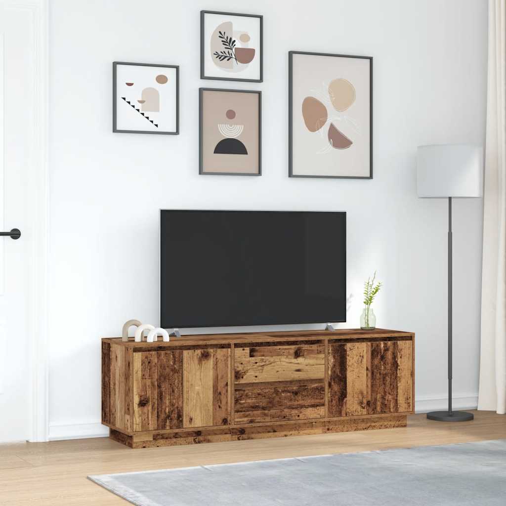 TV-Schrank mit LED-Leuchten Altholz-Optik 160,5x41x50 cm