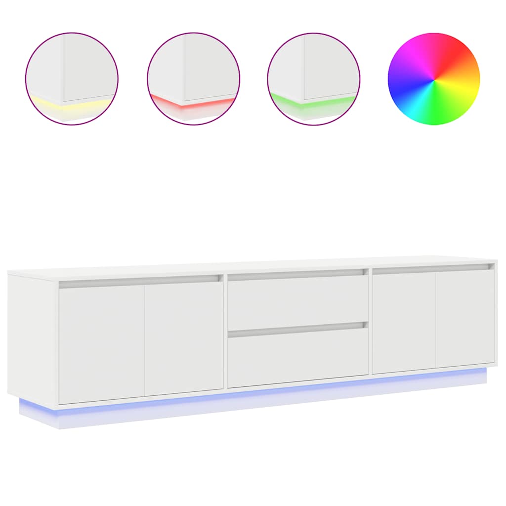 TV-Schrank mit LED-Leuchten Weiß 193,5x41x50 cm