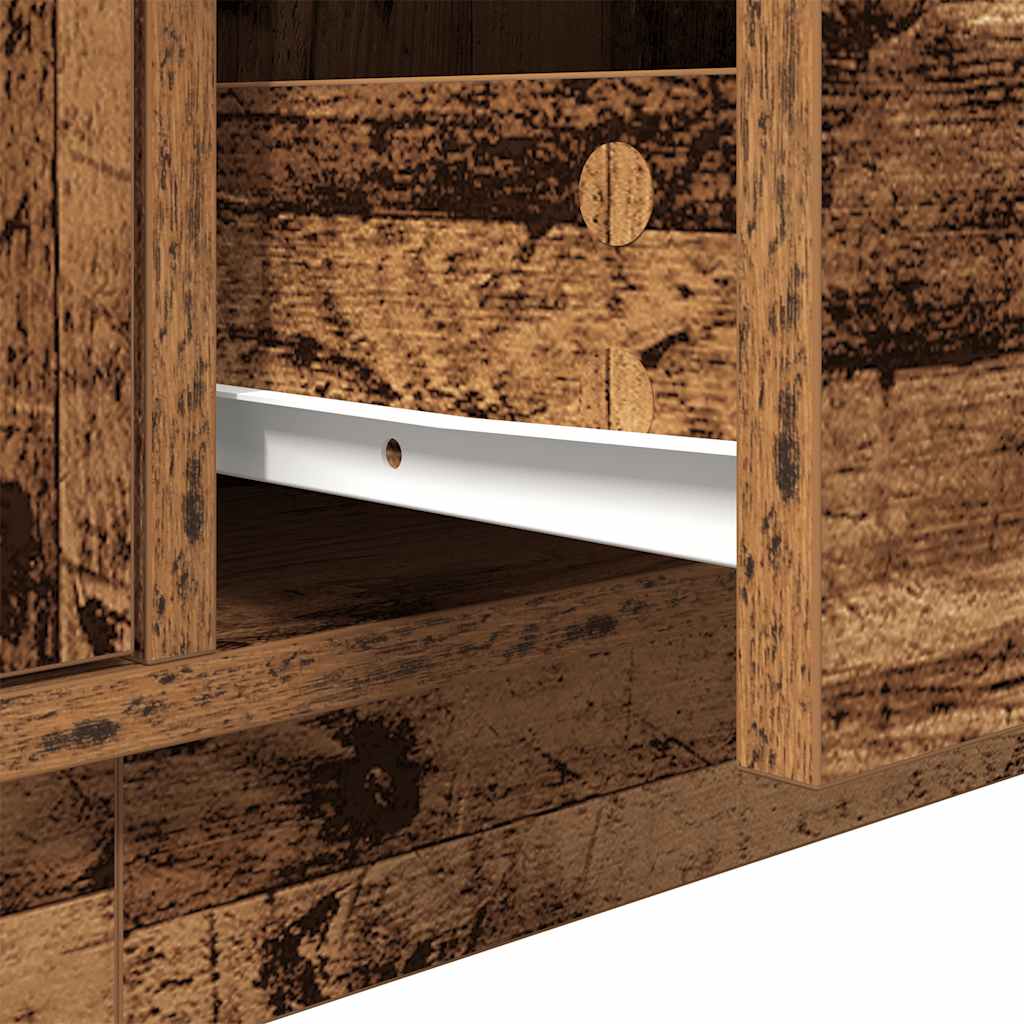 TV-Schrank mit LED-Leuchten Altholz-Optik 193,5x41x50 cm