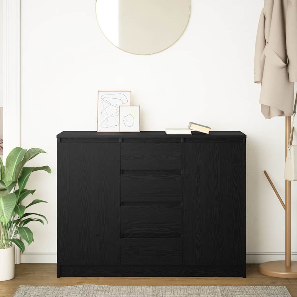 Sideboard mit Schubladen Schwarz Eichen-Optik 100,5x35x76 cm