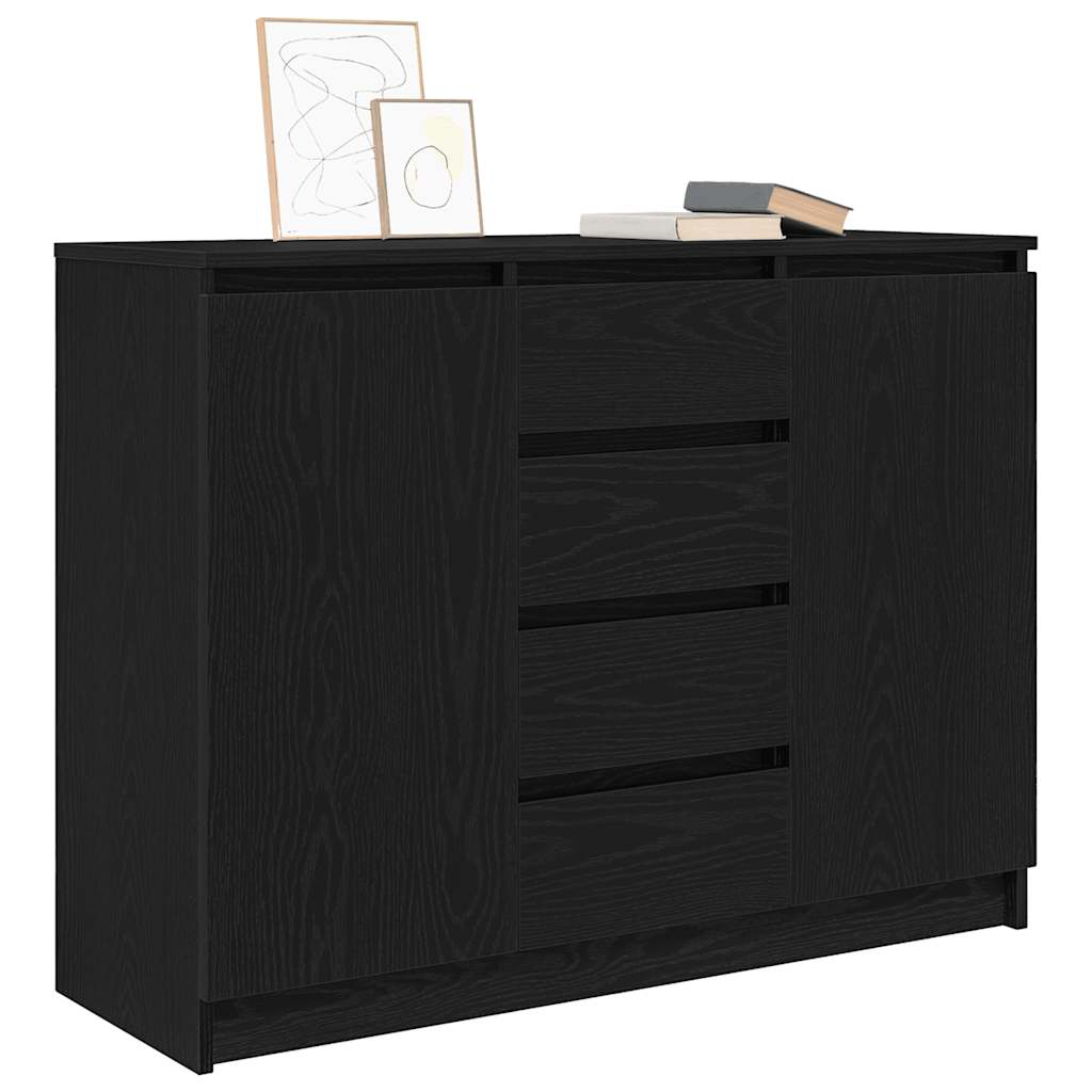 Sideboard mit Schubladen Schwarz Eichen-Optik 100,5x35x76 cm