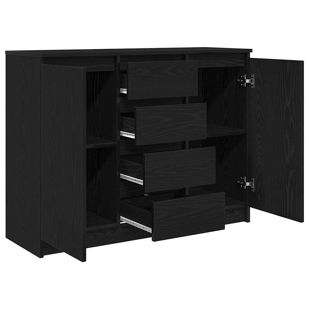 Sideboard mit Schubladen Schwarz Eichen-Optik 100,5x35x76 cm