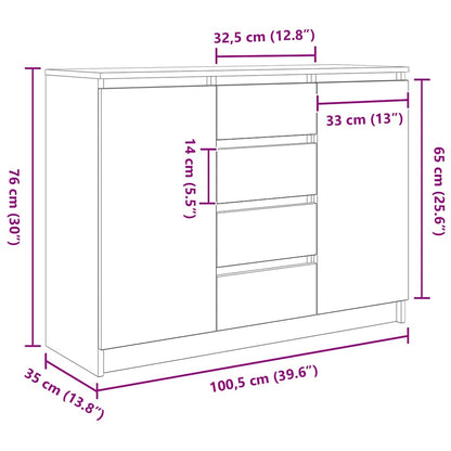 Sideboard mit Schubladen Altholz-Optik 100,5x35x76 cm