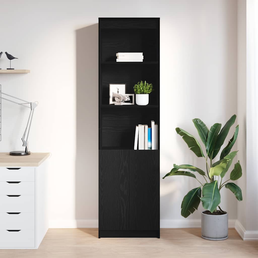 Highboard Schwarz Eichen-Optik 50x35x180 cm Holzwerkstoff