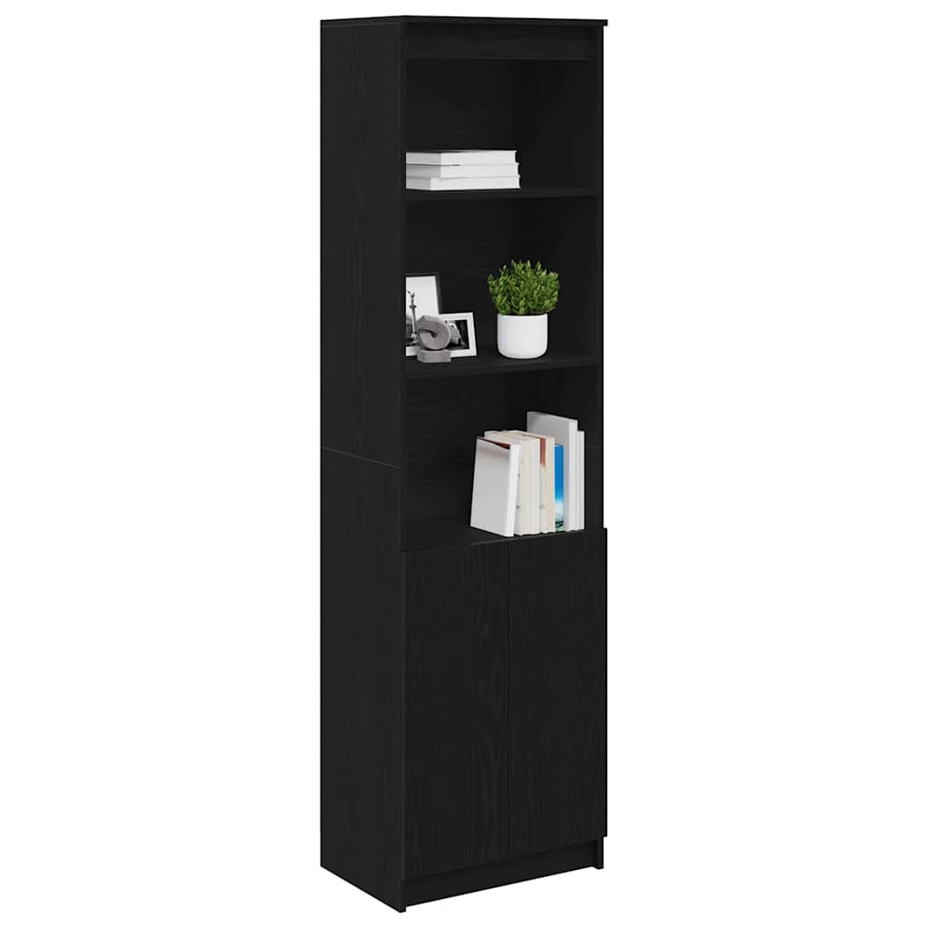 Highboard Schwarz Eichen-Optik 50x35x180 cm Holzwerkstoff