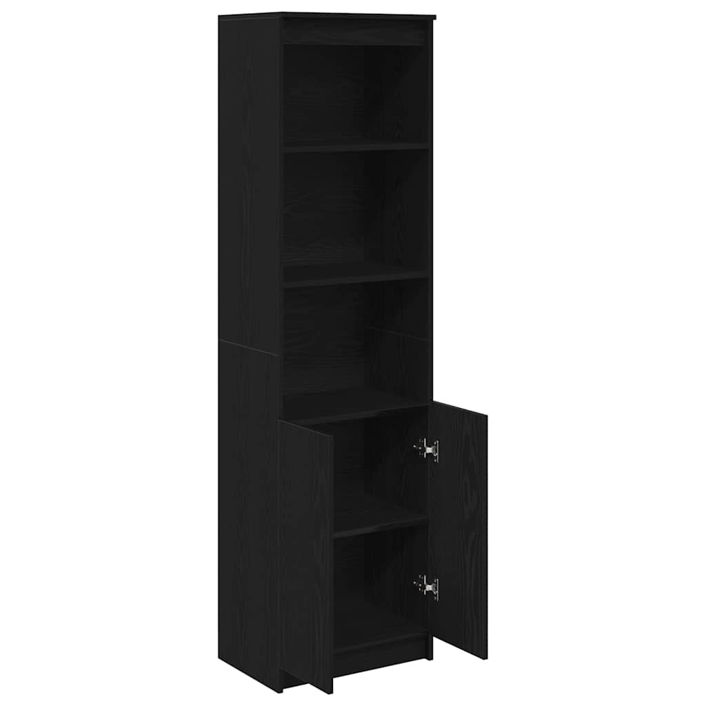 Highboard Schwarz Eichen-Optik 50x35x180 cm Holzwerkstoff