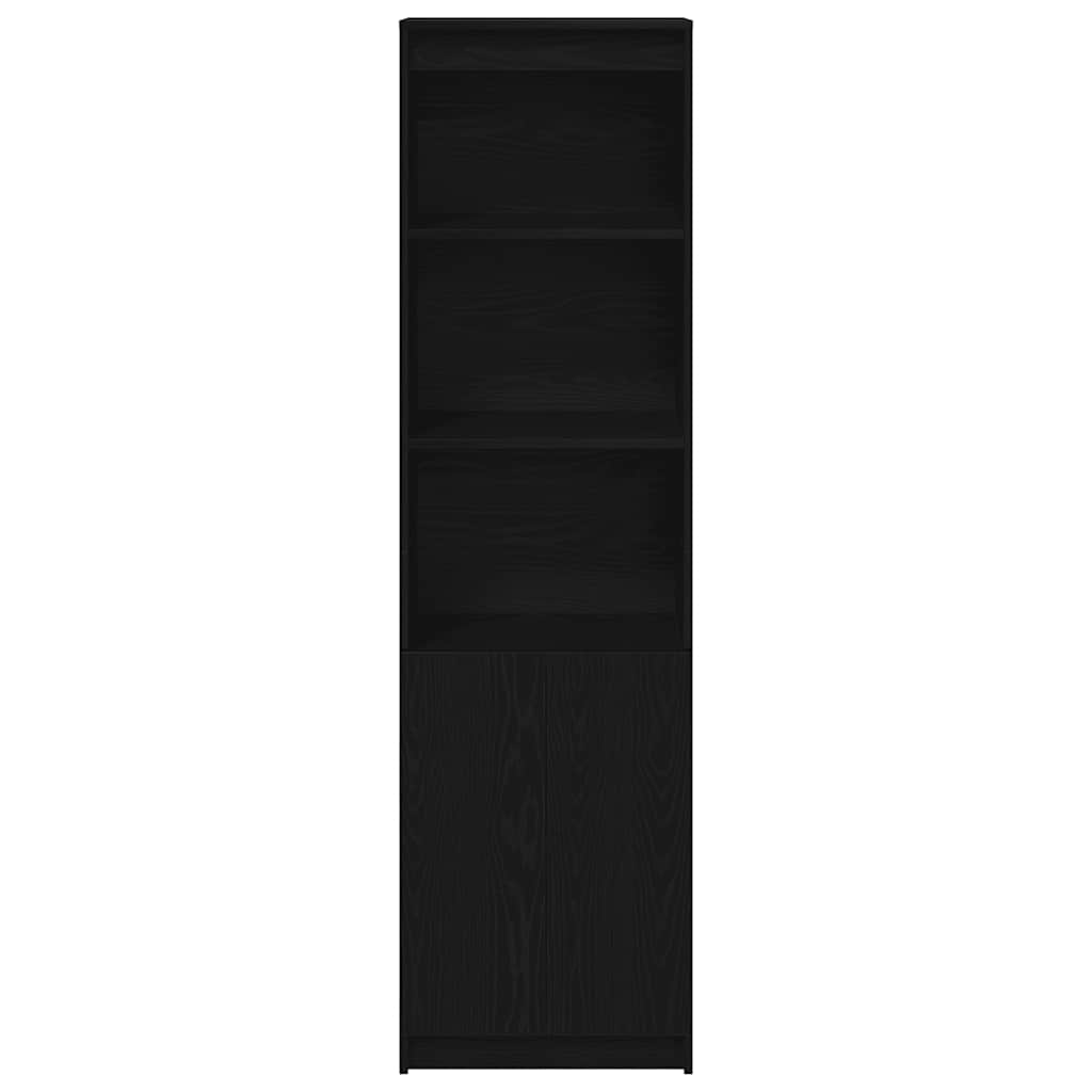 Highboard Schwarz Eichen-Optik 50x35x180 cm Holzwerkstoff