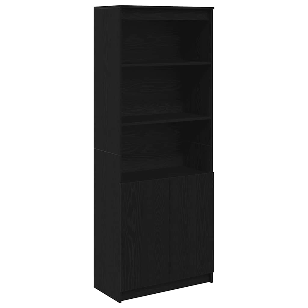 Highboard Schwarz Eichen-Optik 70x35x180 cm Holzwerkstoff