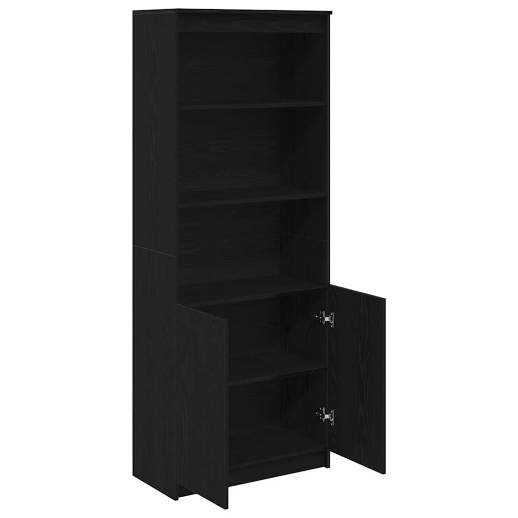 Highboard Schwarz Eichen-Optik 70x35x180 cm Holzwerkstoff