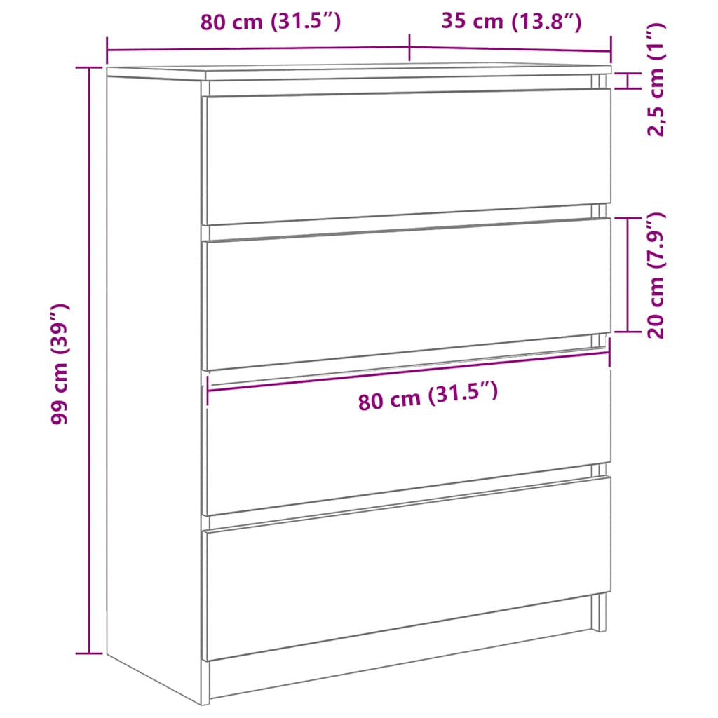 Sideboard Betongrau 80x35x99 cm Holzwerkstoff