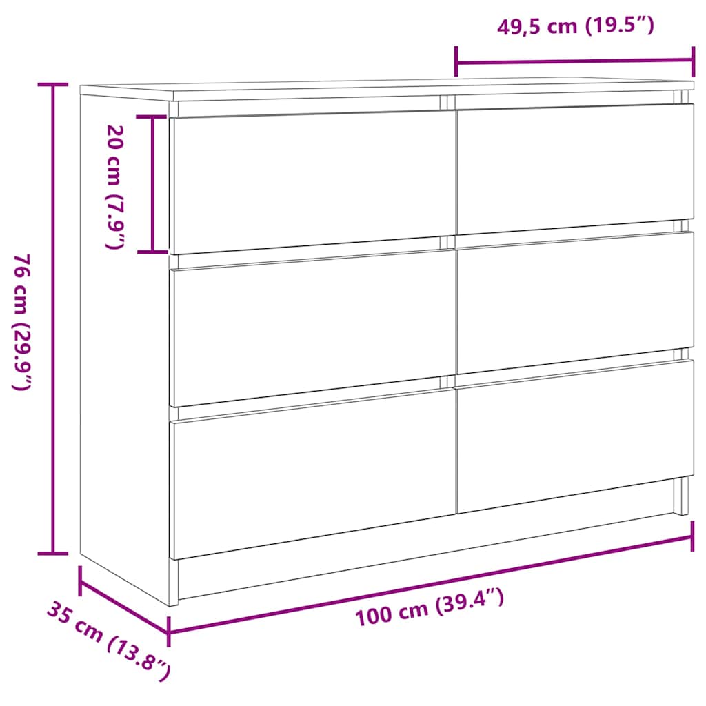 Sideboard Sonoma-Eiche 100x35x76 cm Holzwerkstoff