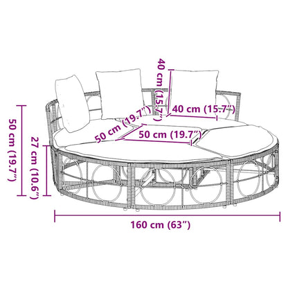 Outdoor-Loungebett ohne Dach Schwarz Poly Rattan