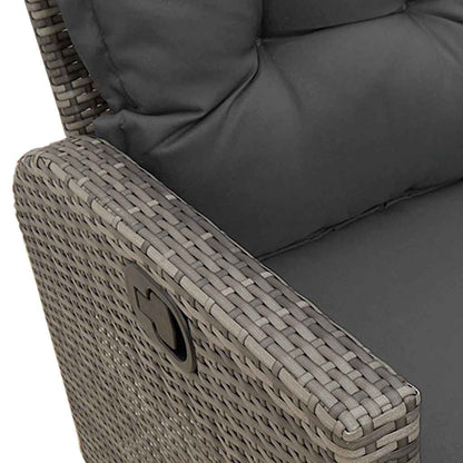 Gartensofa mit Liegefunktion Kissen L-Form Grau Poly Rattan