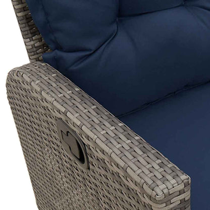 Gartensofa mit Liegefunktion Kissen L-Form Grau Poly Rattan