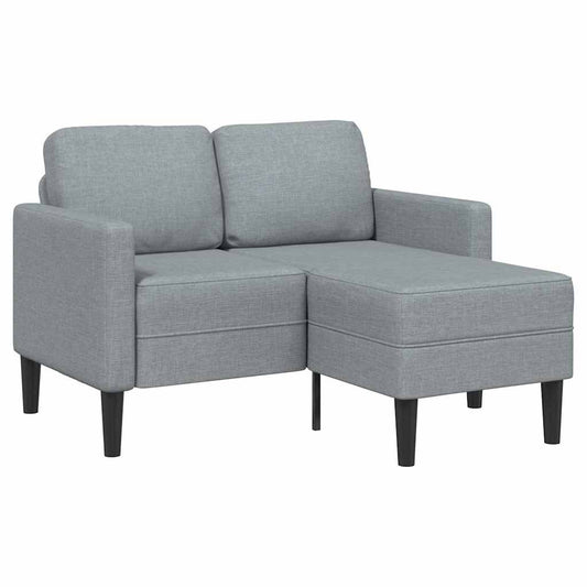 Canapé 2 places avec méridienne en L tissu gris clair 125 cm