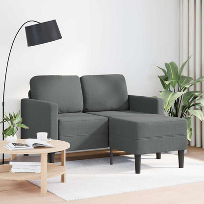 2-Sitzer-Sofa mit Chaiselongue L-förmig Dunkelgrau 125 cm Stoff