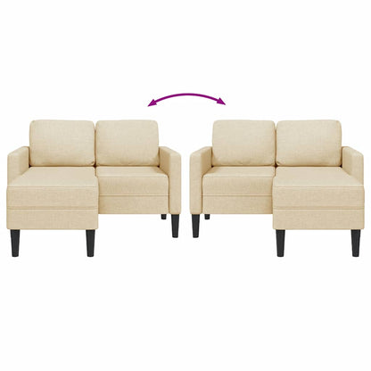 2-Sitzer-Sofa mit Chaiselongue L-Form Creme 125 cm Stoff