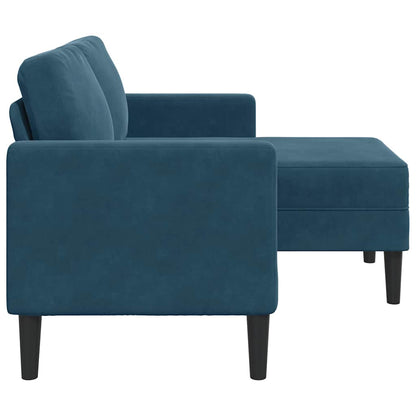 2-Sitzer-Sofa mit Chaiselongue L-Form Blau 125 cm Samt