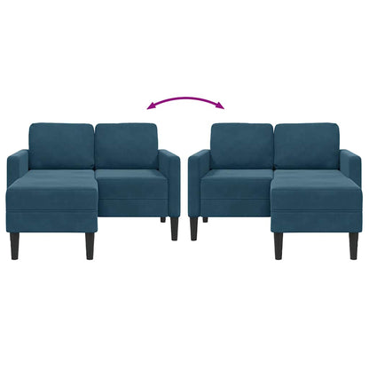 2-Sitzer-Sofa mit Chaiselongue L-Form Blau 125 cm Samt