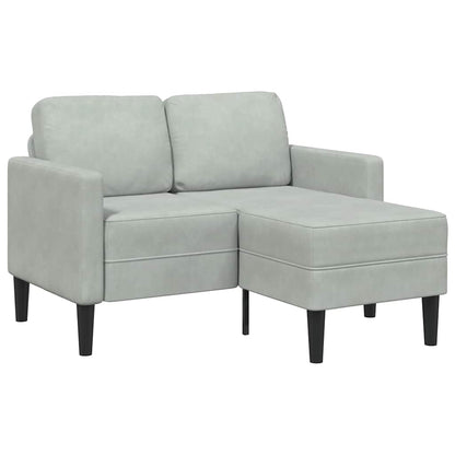 2-Sitzer-Sofa mit Chaiselongue L-Form Hellgrau 125 cm Samt