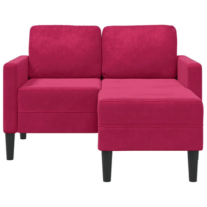 2-Sitzer-Sofa mit Chaiselongue L-Form Weinrot 125 cm Samt