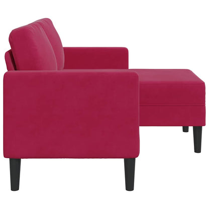 2-Sitzer-Sofa mit Chaiselongue L-Form Weinrot 125 cm Samt