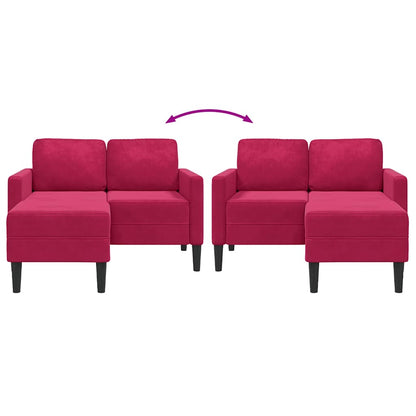 2-Sitzer-Sofa mit Chaiselongue L-Form Weinrot 125 cm Samt