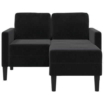2-Sitzer-Sofa mit Chaiselongue L-förmig Schwarz 125 cm Samt