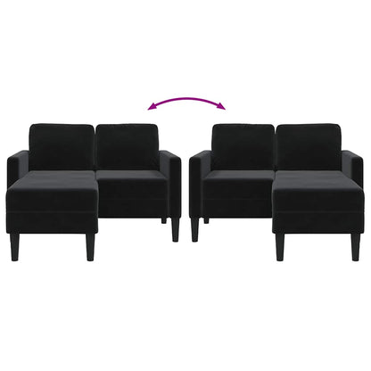 2-Sitzer-Sofa mit Chaiselongue L-förmig Schwarz 125 cm Samt