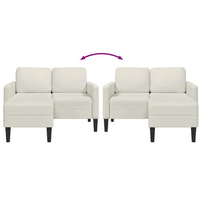 2-Sitzer-Sofa mit Chaiselongue L-Form Creme 125 cm Samt