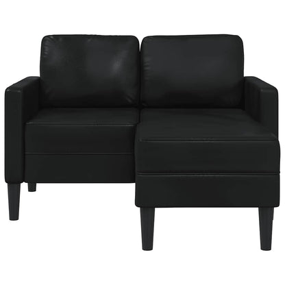 2-Sitzer-Sofa mit Chaiselongue L-förmig Schwarz 125 cm Kunstleder