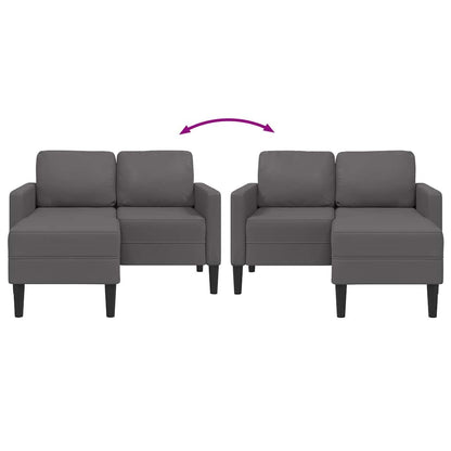 2-Sitzer-Sofa mit Chaiselongue L-Form Grau 125 cm Kunstleder