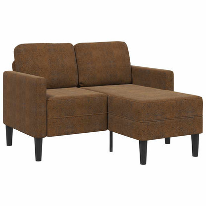 2-Sitzer-Sofa mit Chaiselongue L-Form Braun 125 cm Kunstleder