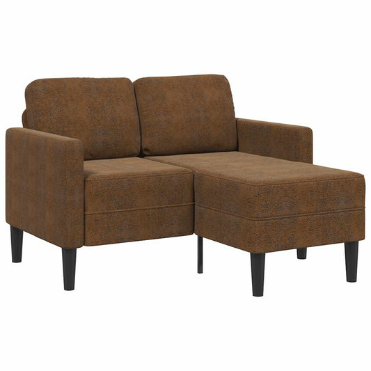 Canapé 2 places avec méridienne en L marron 125 cm simili cuir