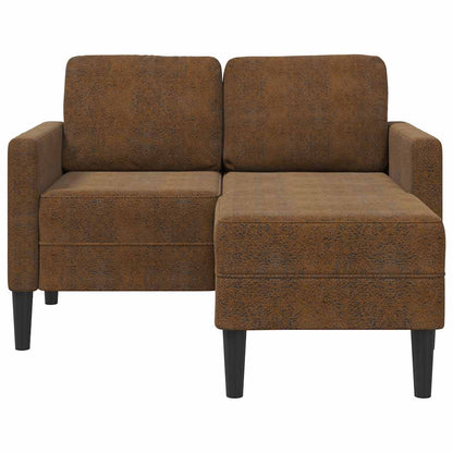 2-Sitzer-Sofa mit Chaiselongue L-Form Braun 125 cm Kunstleder