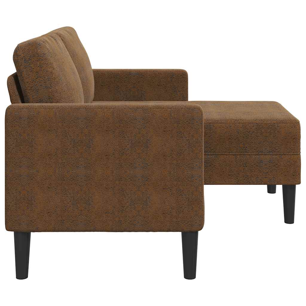 2-Sitzer-Sofa mit Chaiselongue L-Form Braun 125 cm Kunstleder