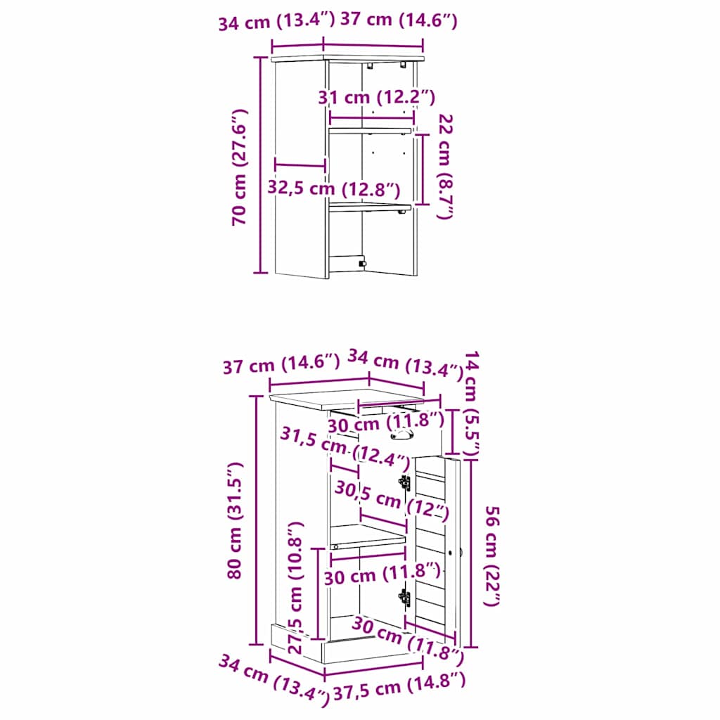 Badezimmermöbel Set mit Regal VIGO 2 pcs Braun und Honigbraun