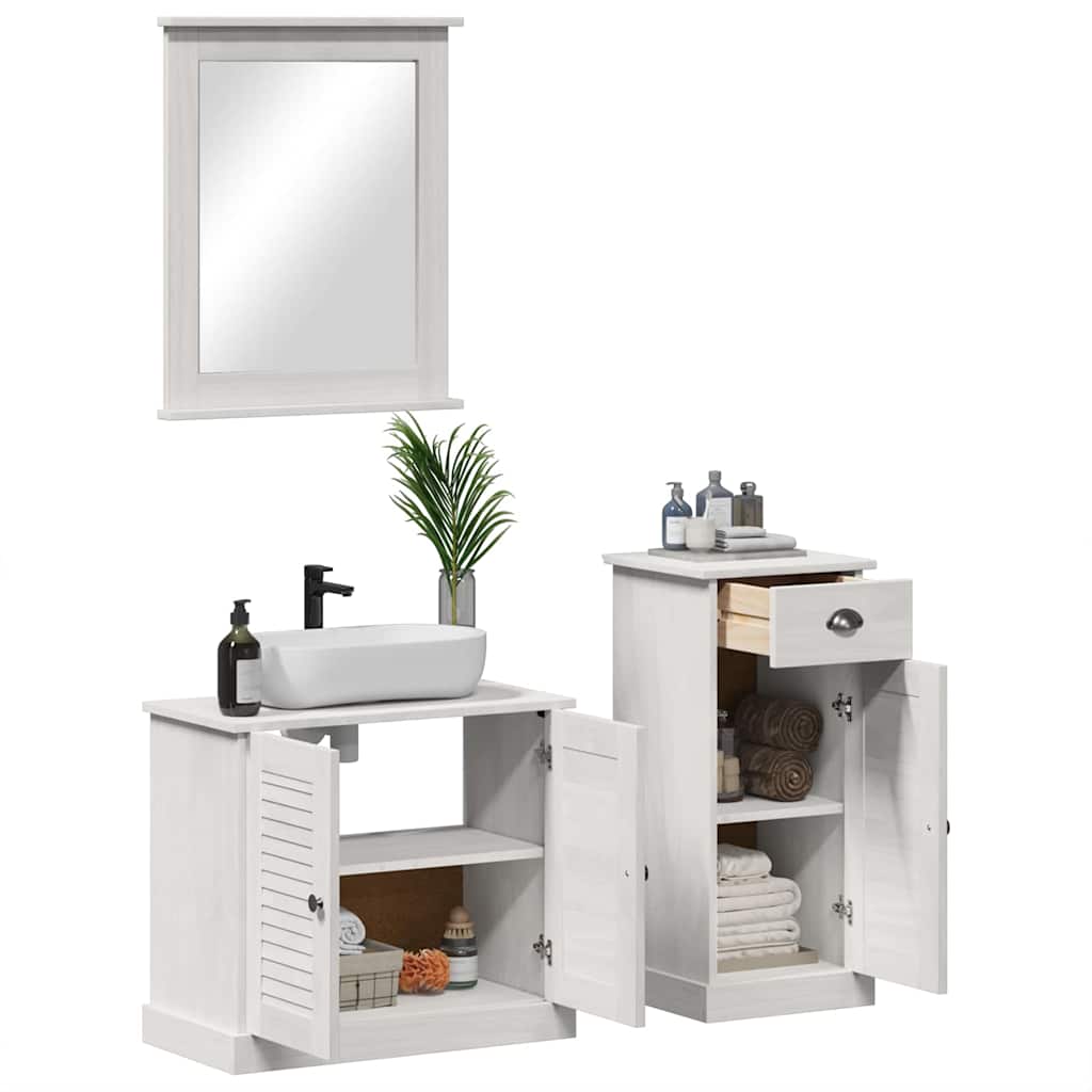Badezimmermöbel-Set 3 stk. Antik Weiß 37.5 x 34 x 80 cm