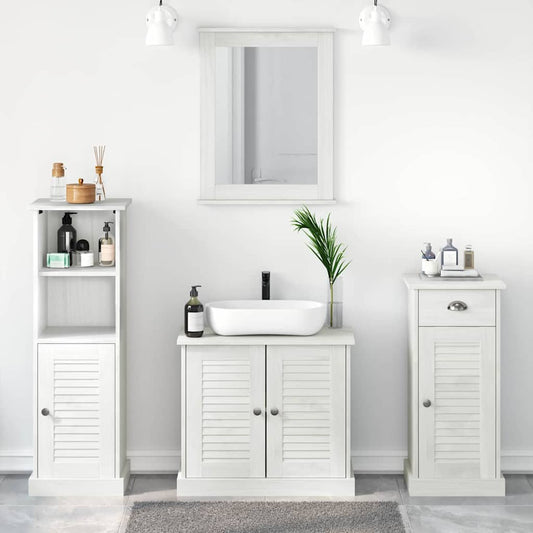 Badezimmermöbel Set mit Regal 3 pcs Antik Weiß 37 x 34 x 110 cm