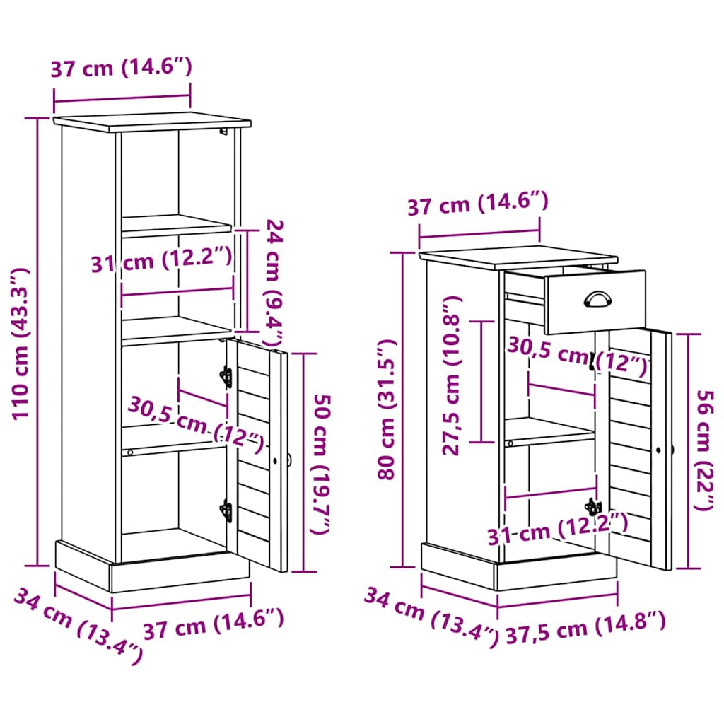 Badezimmermöbel-Set 4 stk. Antik Weiß 37 x 34 x 110 cm