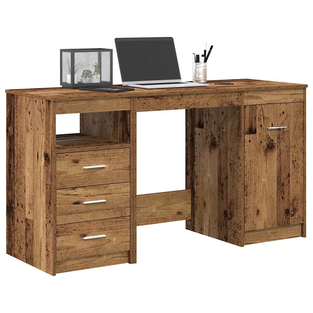 Schreibtisch mit Unterschrank Altholz Holzwerkstoff