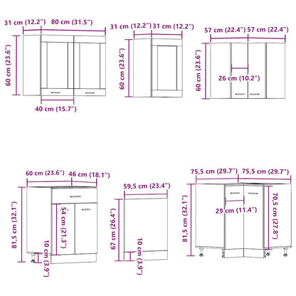11-tlg. Küchenschrank-Set Lyon Artisan-Eiche Holzwerkstoff