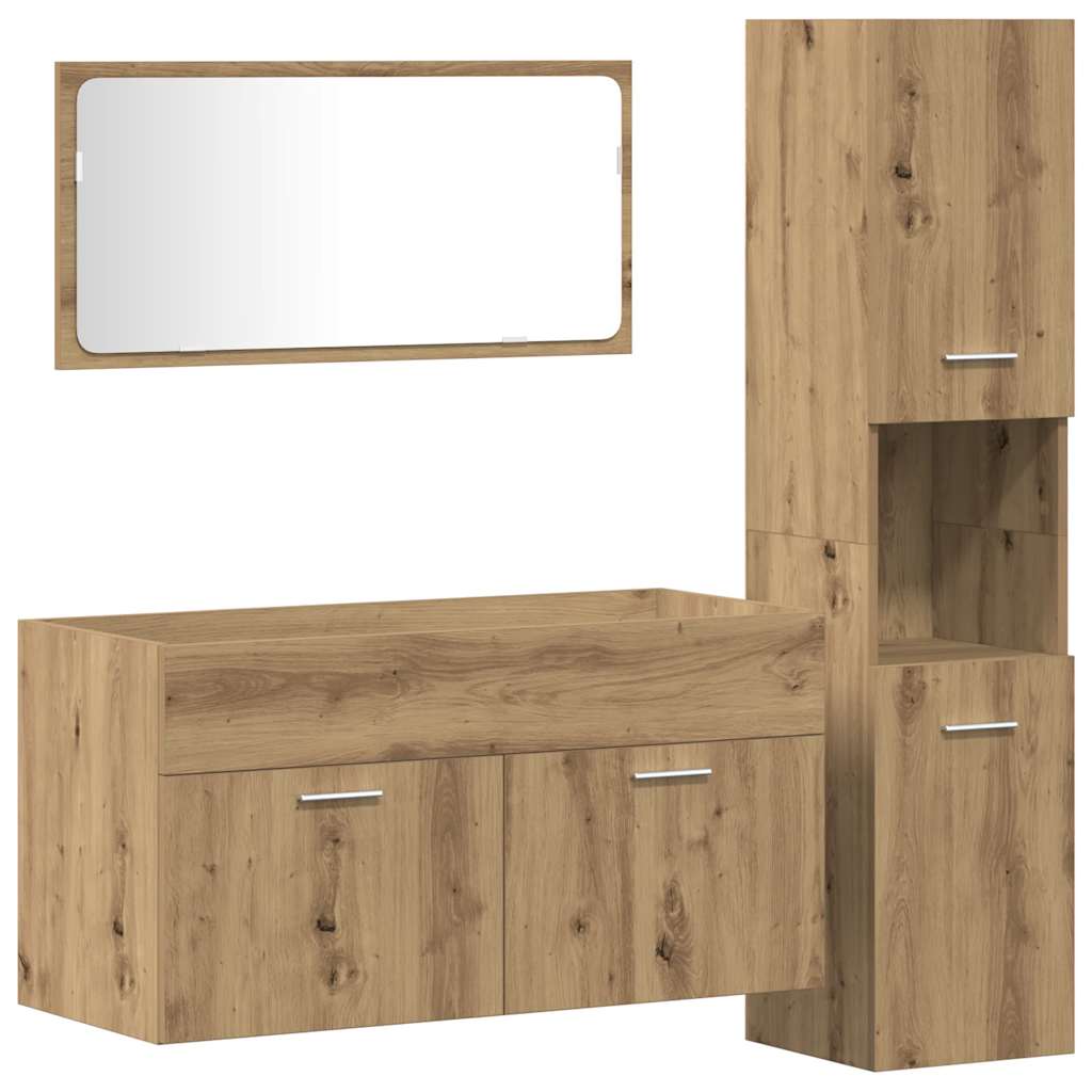 3-tlg. Badmöbel-Set Artisan-Eiche Holzwerkstoff