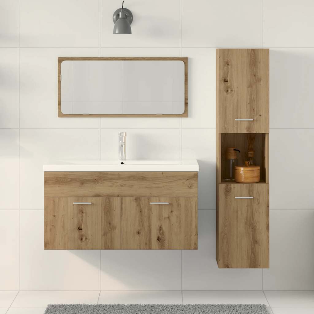 3-tlg. Badmöbel-Set Artisan-Eiche Holzwerkstoff